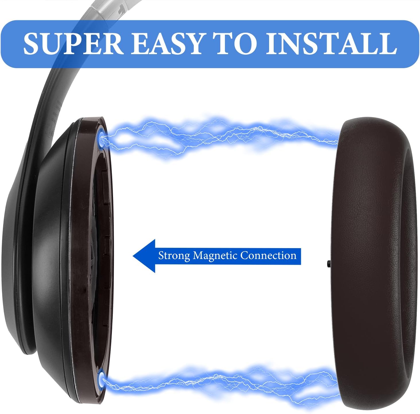 Geekria SNAP Ear Pads Replacement Kit for Beats Studio Pro Headphones, Magnetic Easy Switch Ear Cushions, Exchange Earpads in Seconds (Brown Protein Leather, 1 Pair)