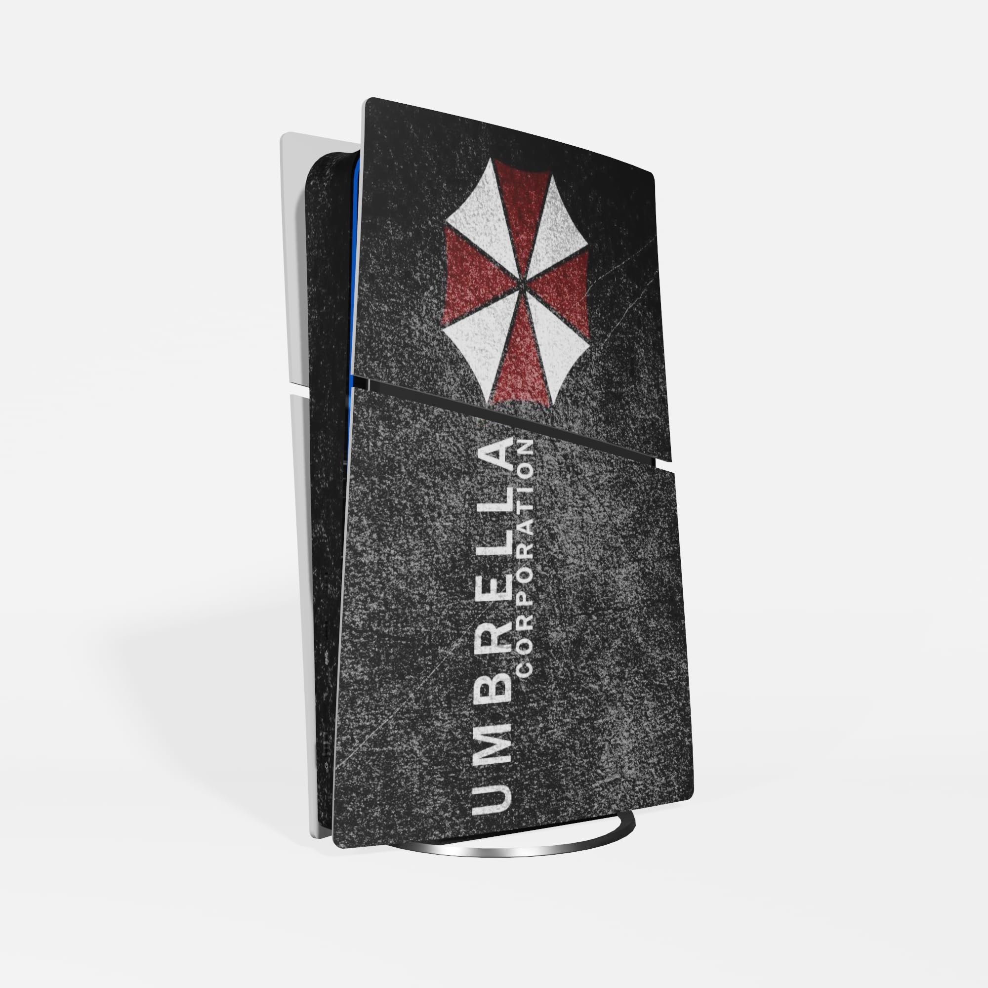 MaD Vision® Extra-Durable Skin Kit per PlayStation 5 (PS5) Digital Slim | Set di Pellicole Adesive in Vinile Opaco per la Console e 2 Controller - per Resident Evil Umbrella Design