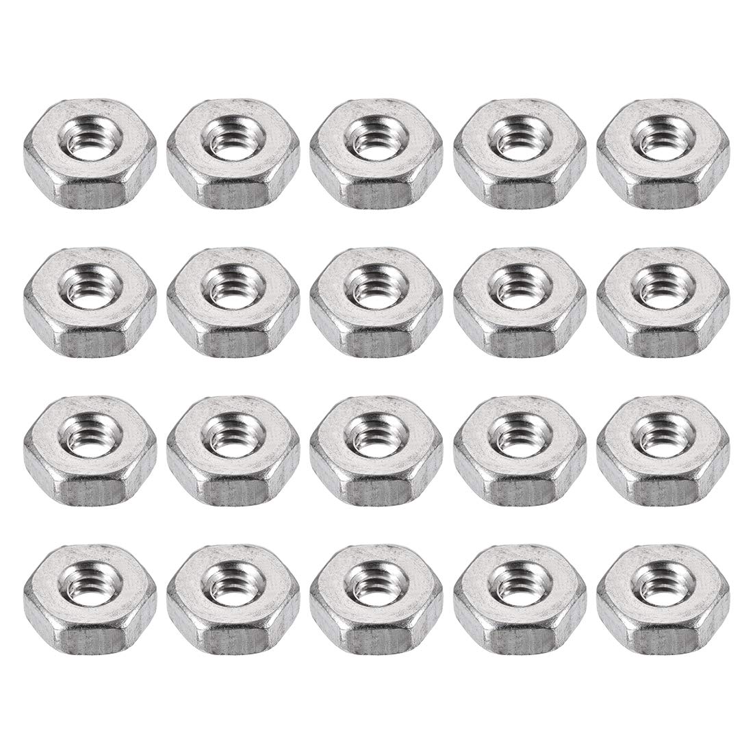 Sourcing Map Sourcingmap Hex Nuts, 4#-40 Unc 304 Stainless Steel Thread Hexagon Nut 20Pcs