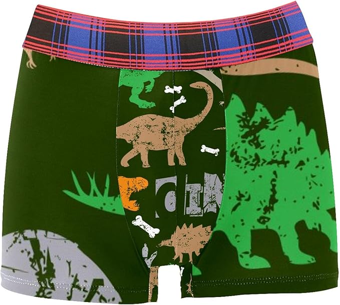 LORVIES Boxer Briefs Dino Trex Dinosaur Grunge Pattern Men Underwear