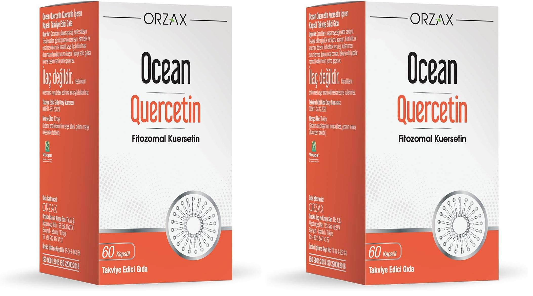 Ocean Quercetin 100 Mg 60 Kapsül Takviye Edici Gıda 76433 (2 paketi)