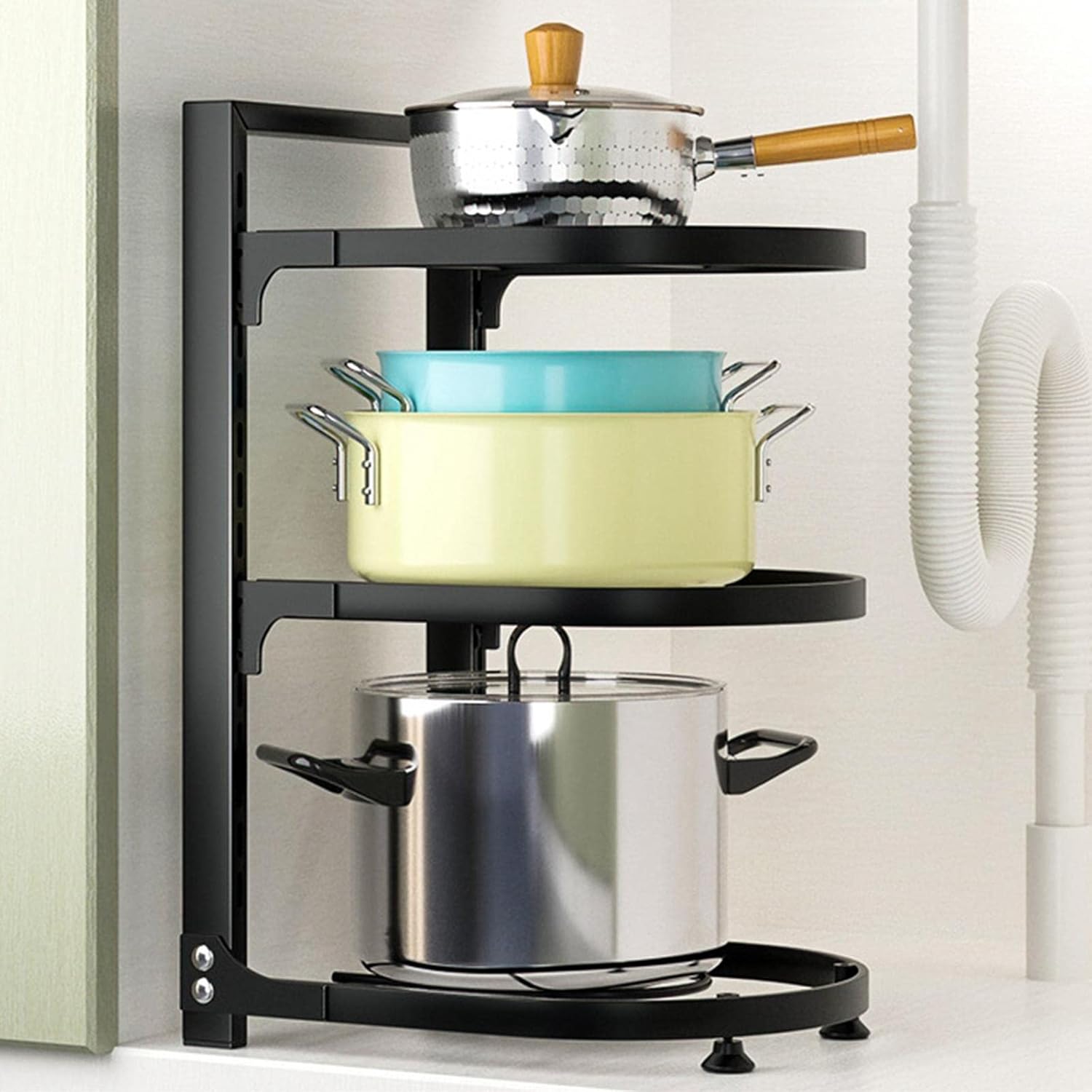 鍋ラック 鍋収納ラック マルチレイヤー キャストポットオーガナイザー パンオーガナイザーラック ホームキッチンオーガナイザー 調理器