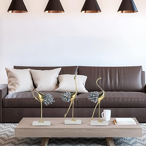 Miniatura 2 de suruim Acentos de decoración dorados, estatuas de pájaros de latón, decoración del hogar, adornos modernos de cristal para sala de estar,