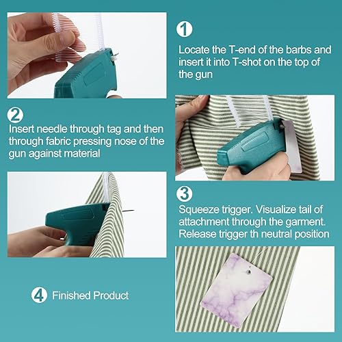 Miniatura 3 de Therwen 5072 pistolas de etiquetado para ropa, kit de pistola de fijación de etiquetas de ropa, 12 etiquetas de ropa, precio de etiquetado
