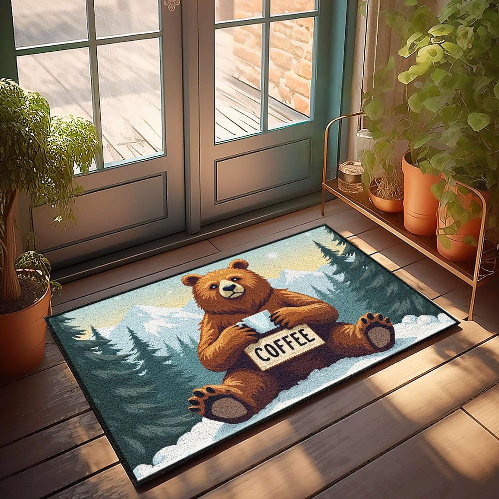 Paillasson grand format ours dessin animé tapis entrée intérieur 65x90
