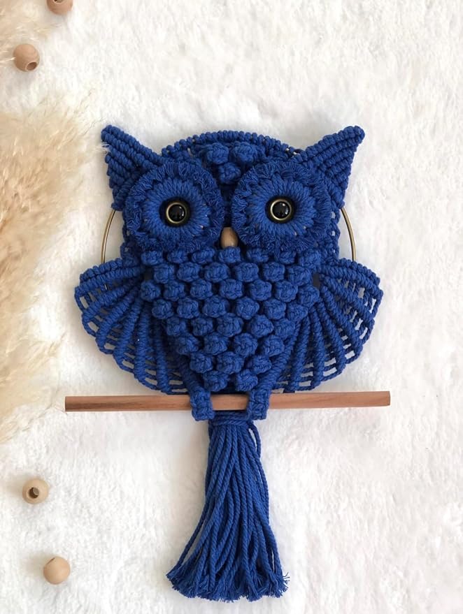 AIZA DECOR AD25 Owl Macrame Wall Hanging Tapestry Macrame Wall Decor