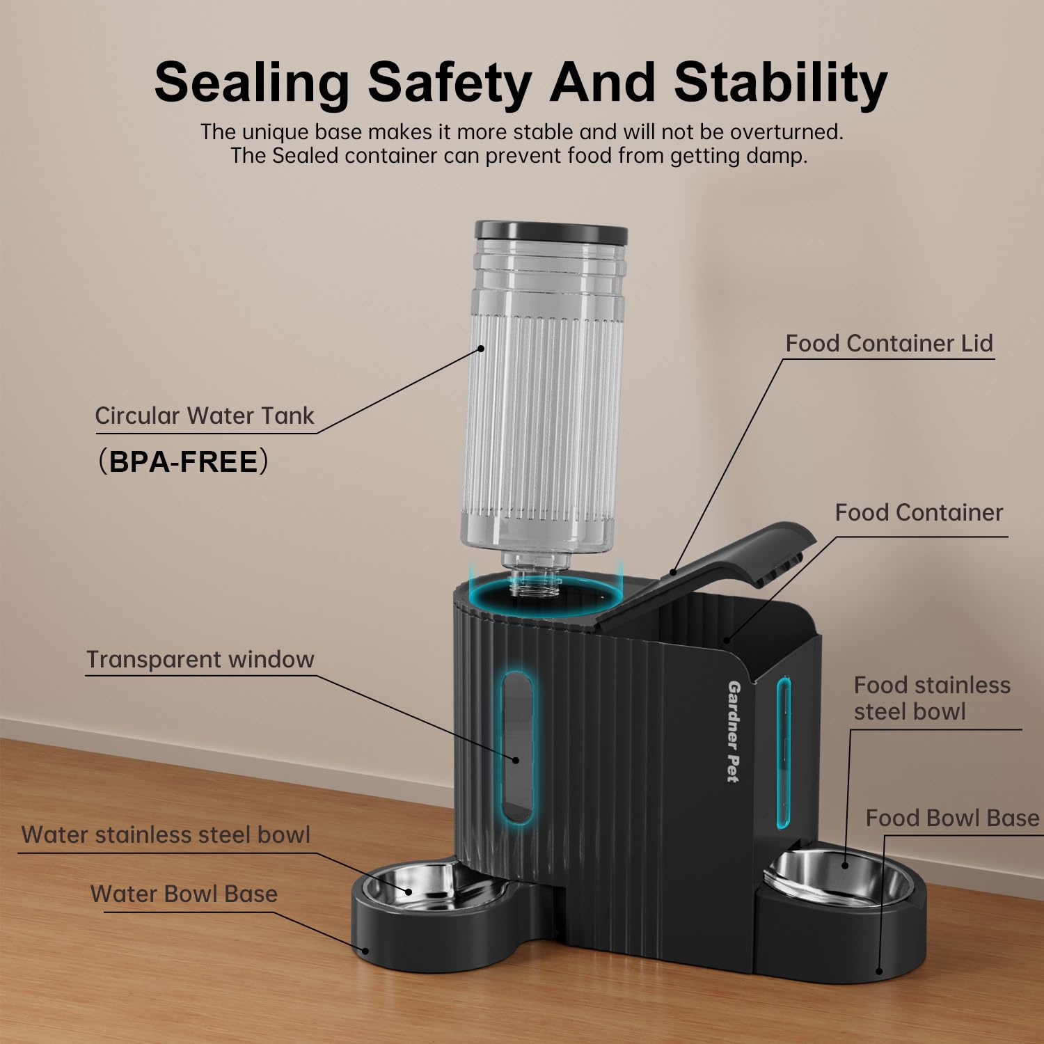 Gardner Pet Automatic Gravity Cat Food Feeder and Water Dispenser Stainless Steel Two-in-One Set Large Capacity Dispenser for Pets Dogs, Puppies, Kittens-(0.8 Gallons x 2) - image 8