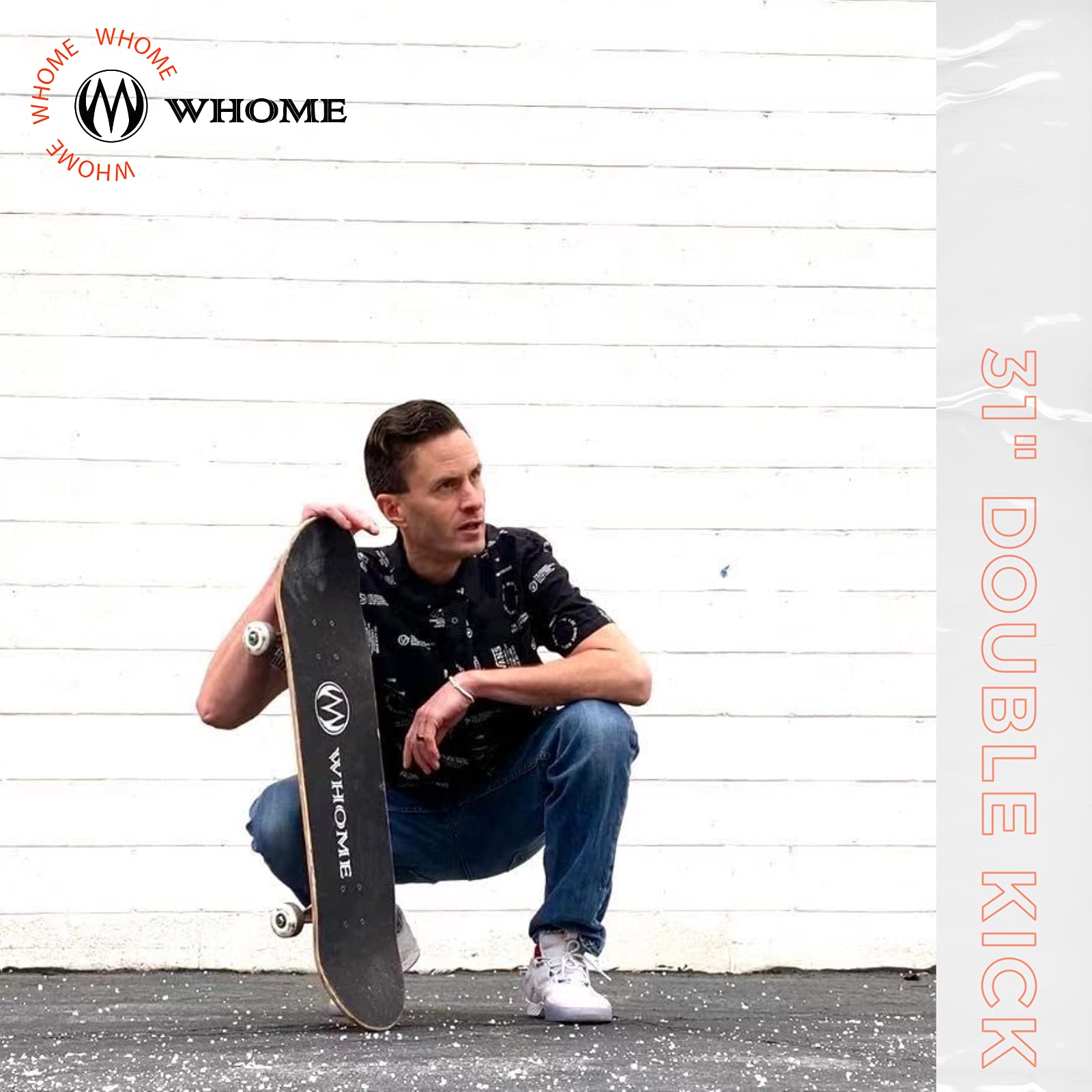 WHOME Skateboard per Adulto/Bambino Ragazza/Boy Principiante/Pro - 31"x8" Standard Skate Board Completo 8-ply Alpine Maple Deck ABEC-9 Cuscinetti con T-Tool