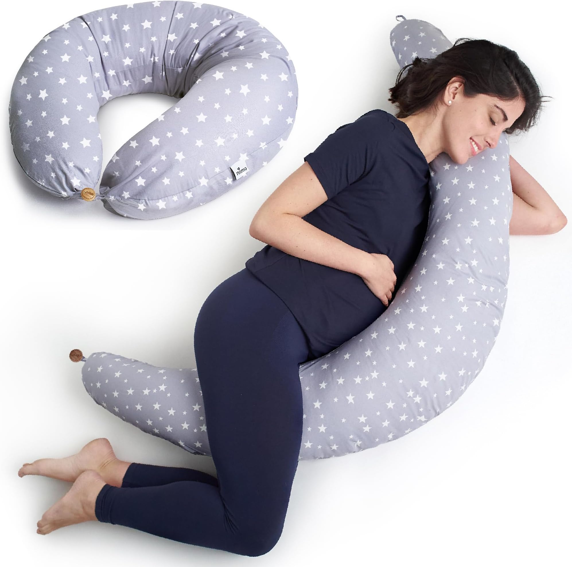 Totsy Baby Cuscino allattamento e gravidanza 130 cm - cuscini neonato per allattare e dormire accessori per mamma y bebe lavabile e multifunzione Oeko-Tex Africa Cachi