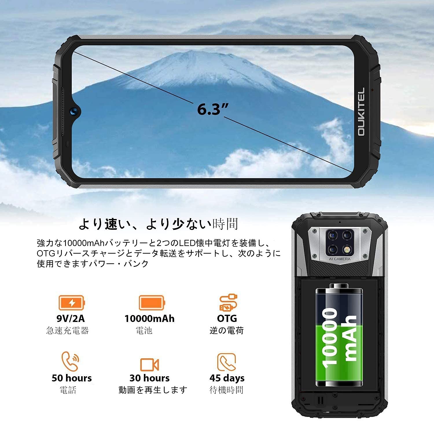 外仕事に最適な頑丈、長電池持ち SIMフリー OUKITEL WP6 Amazon | OUKITEL WP36 Simフリー スマホ 本体 128デシベル超大