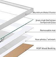 Vista 127 de Fun Memories Portarretratos de metal de 16 x 20 pulgadas con paspartú de 11 x 14 pulgadas, acabado de aluminio cepillado, parte delantera de vidrio