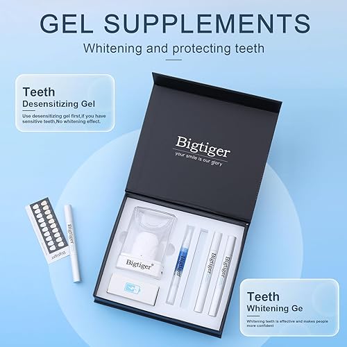 Miniatura 2 de Bigtiger Kit de blanqueamiento de dientes, con luz LED inalámbrica, bandeja de blanqueamiento de dientes, gel blanqueador, probado para blanquear