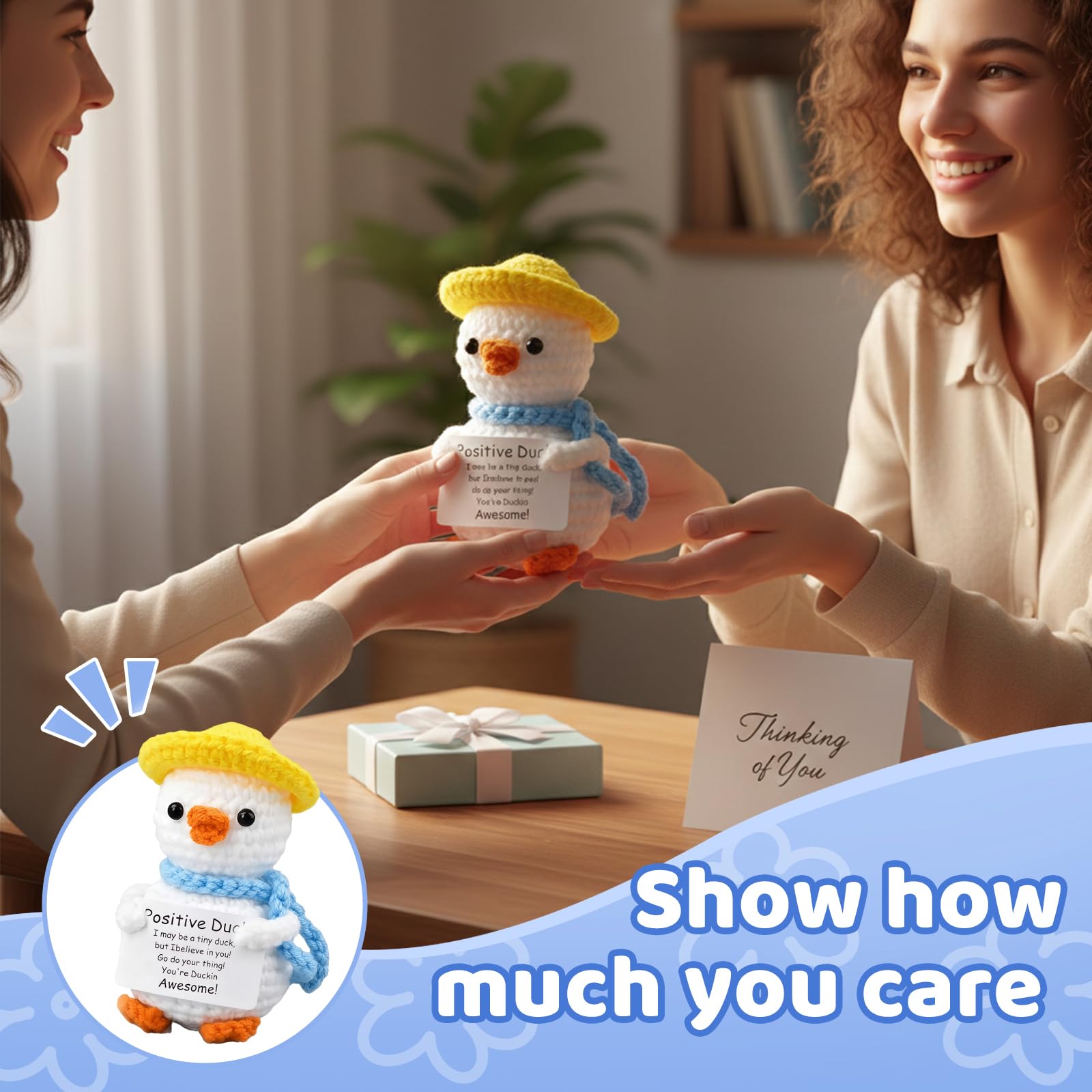 CHarmeFleur Positive Duck Presents, Exam Luck Tokens, Mini Knitted Duck Toy, Adorable Knit Emotional Support Bird - Image 4