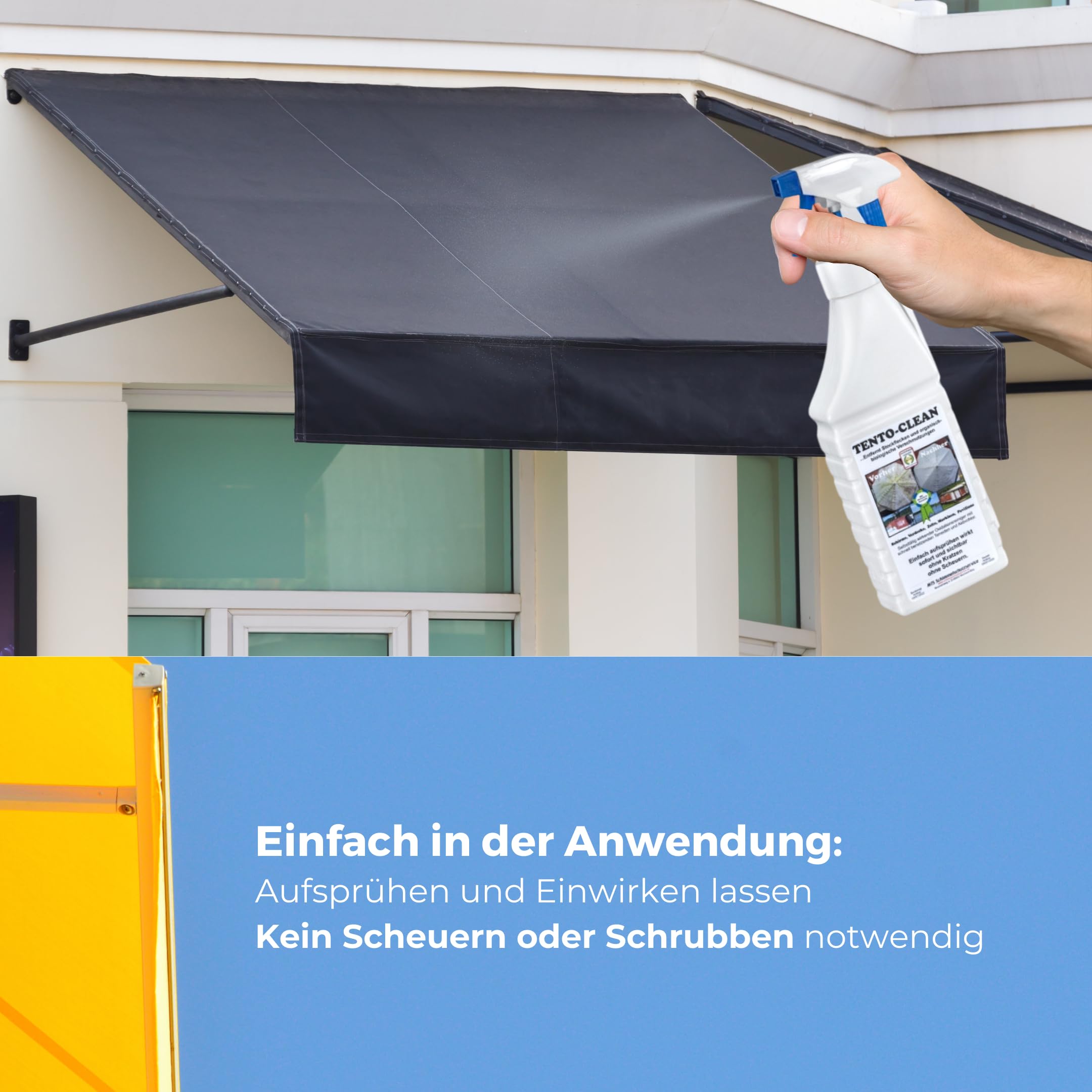 Generisch Stockflecken Entferner Tento-Clean Stockfleckenreiniger 1L Schimmelentferner Stoffe Outdoorstoffe Boot Markise Plane Vogelkot Moder Moos Textilien zahlreiche organische Verschmutzungen