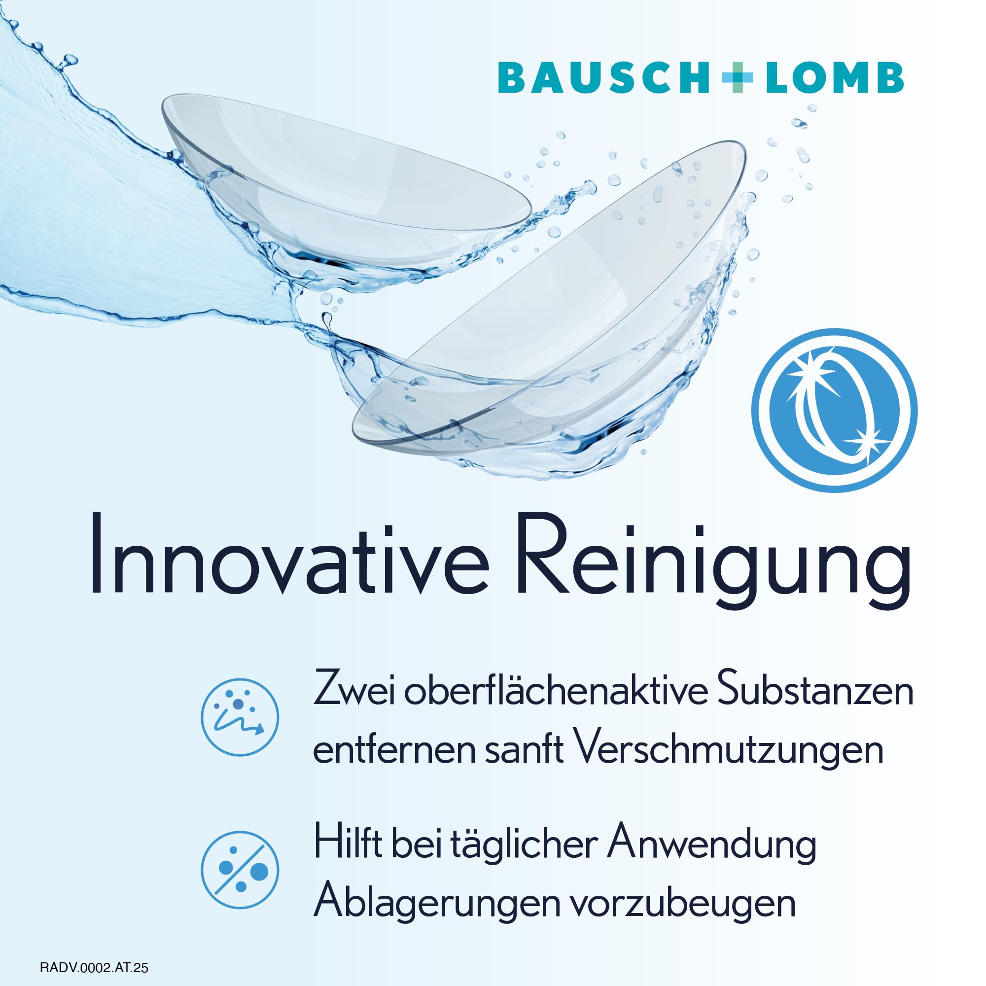 Bausch + Lomb ReNu Advanced Kombilösung mit 3fach Desinfektion - Kontaktlinsenreiniger, Aufbewahrungslösung, für weiche Linsen, 3er Pack 3 x 360 ml