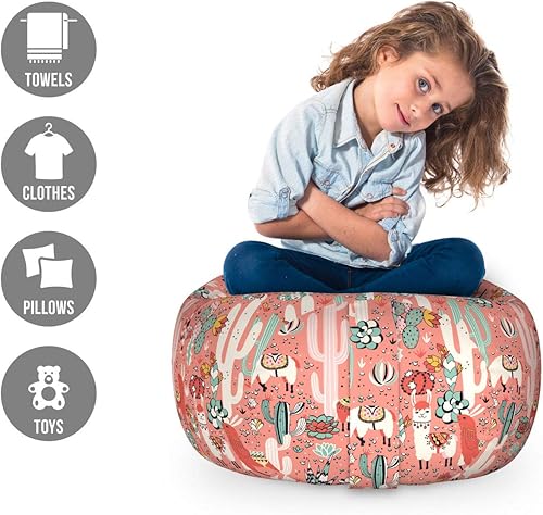 Miniatura 2 de Lunarable Silla con bolsa de juguetes de almacenamiento de cactus, ilustración de dibujos animados del desierto de Arizona México con plantas