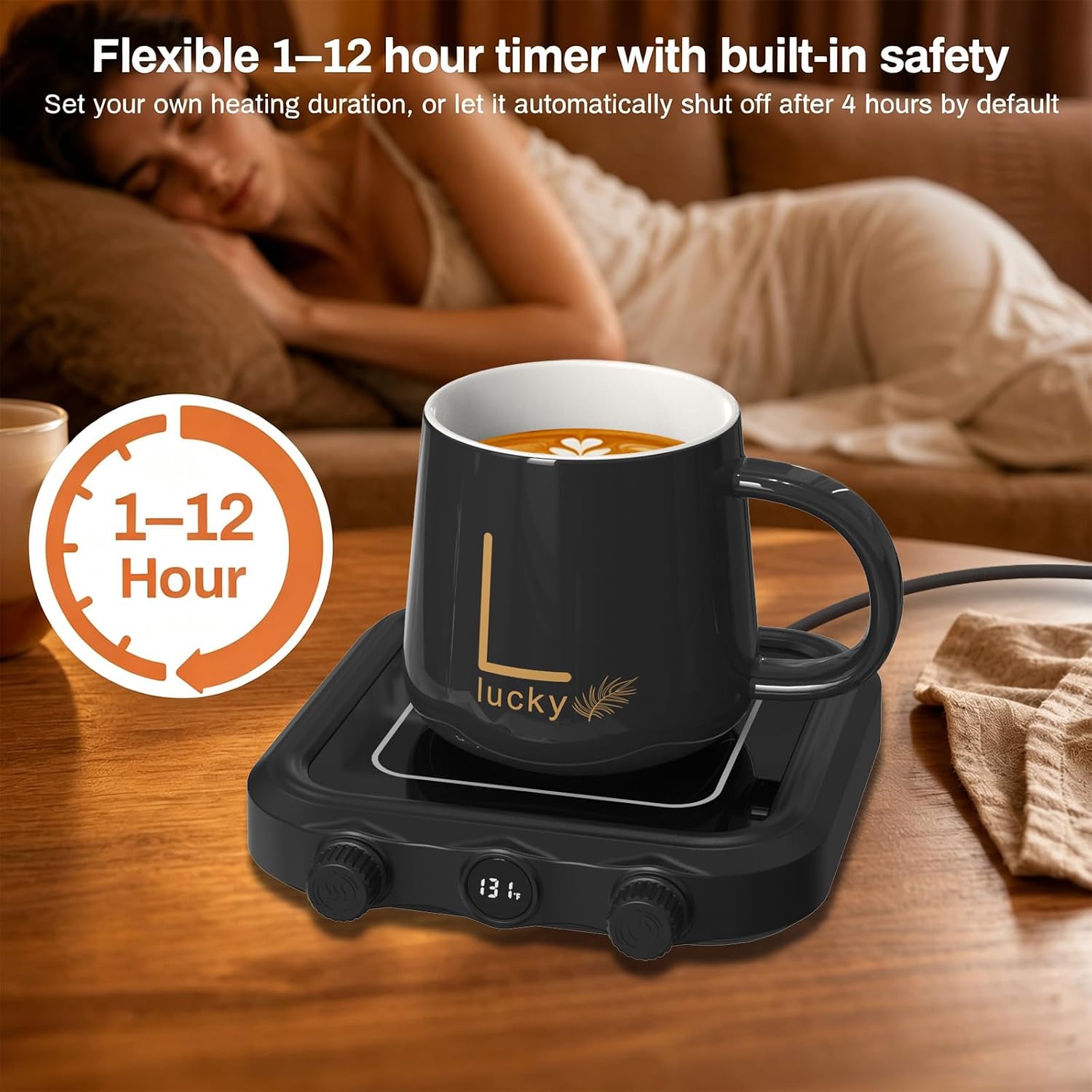 Coffee Mug Warmer & Mug Set, 8 Temp Settings, Knob Control, Auto Shutoff image 4