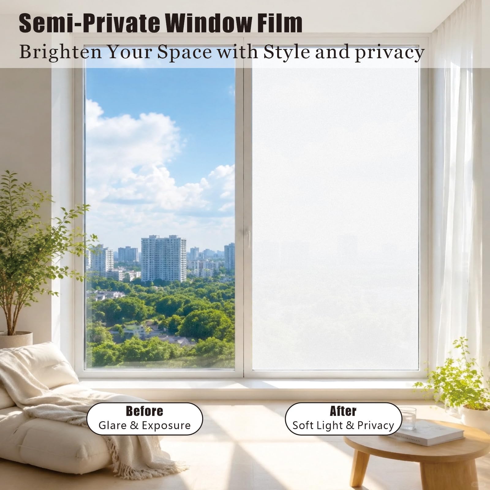 Vinilo Adhesivo Cristal 35 x 700 cm Electrostático sin Adhesivo, Anti-UV y Privacidad, Fácil de Cortar, Opaca Electricida Autoadhesiva para Hogar, Dormitorio, Blanco Mate