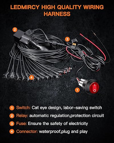 Miniatura 6 de Luces de roca blancas, kit de luces LEDMIRCY R2 de color blanco puro con interruptor de palanca y arnés de cableado, 12 piezas, luces para carro