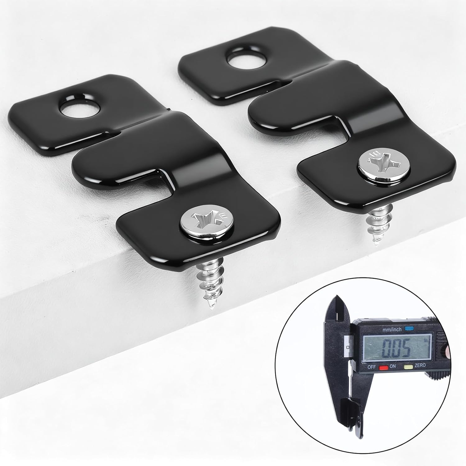 16 PCS Interlocking Flush Mount Bracket with Screw, Hanging Buckle Z Clips Black Stainless Steel Picture Hanging Hooks Heavy Duty Photo Frame Hook for Large Picture Display Art Gallery Wall Mount