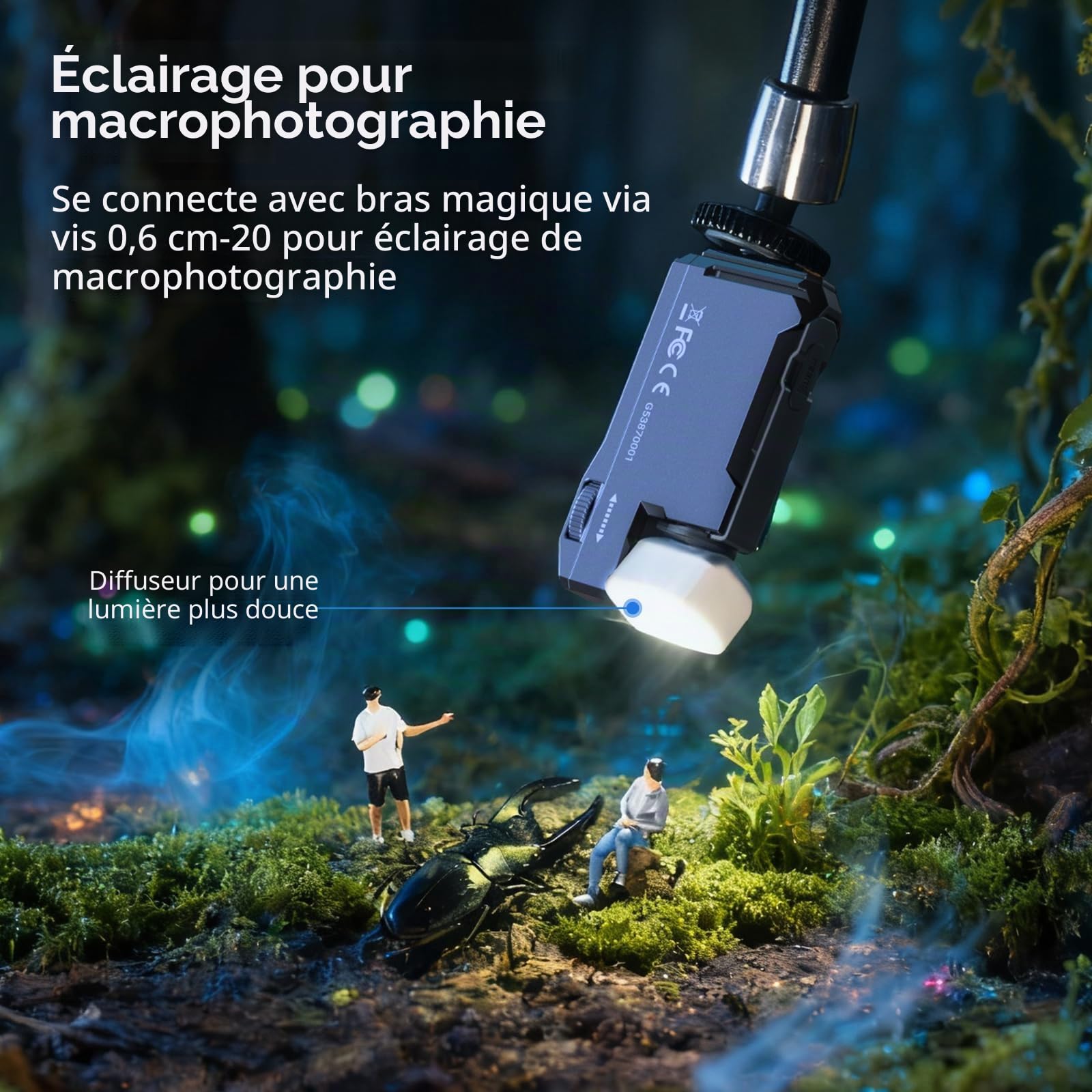 SMALLRIG x WUBEN Lampe Torche Mini Rechargeable, 400 Lumens, RGB Magnétique Format Poche LED, IP65 Etanche, avec Vis 1/4"-20, Lampe Tactique pour Camping, Signalisation et Macrophotographie - 5710