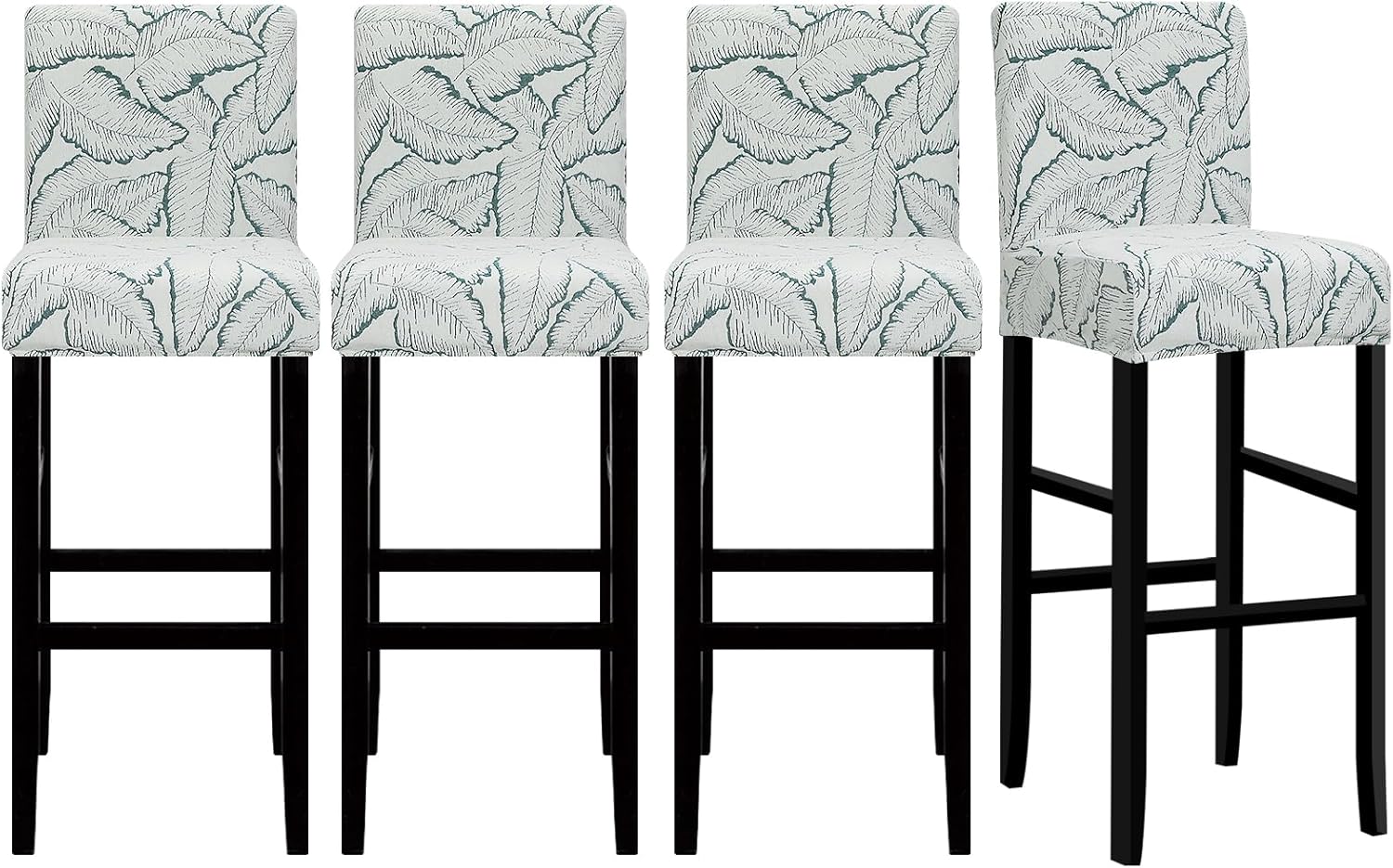 Lellen Bar Stool Chair Covers Set of 4，Jacquard Bar Stool Cover Barstool Covers Slipcovers Stretch Bar Stool Covers with Backs Bar Stool Protector Covers for Kitchen Dining Room Counter Island