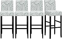 Vista 18 de Lellen Juego de 2 fundas para taburetes de bar, fundas jacquard para taburetes de bar, fundas deslizables elásticas para taburetes de bar
