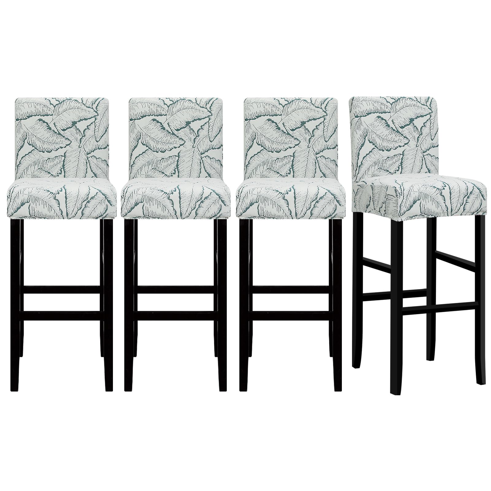 Lellen Bar Stool Chair Covers Set of 4，Jacquard Bar Stool Cover Barstool Covers Slipcovers Stretch Bar Stool Covers with Backs Bar Stool Protector Covers for Kitchen Dining Room Counter Island