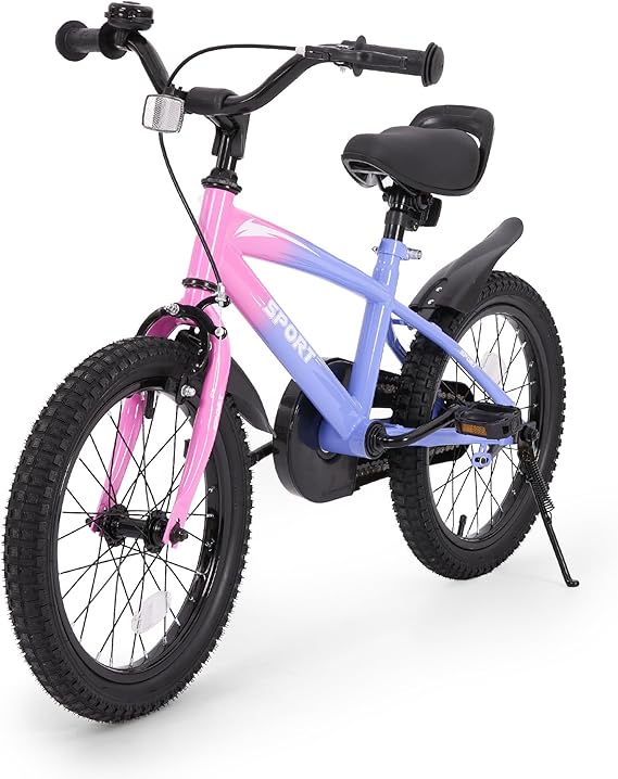 BODIOO Kids Bike for Boys Girls 16 Inches Kid Bicycle with Kickstand Training Wheels Sturdy Frame Adjustable Seat Handbrake and Coaster Brake Bell for Rider Height 41 to 46 Inch