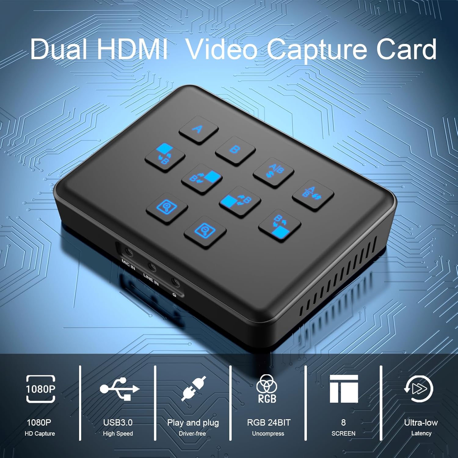 Dual HDMI Capture Card with Stream Switcher, Stream and Record in 1080p60 Video Capture Card for Gaming Live Streaming Video Recorder on Xbox Series X/S, PS5/PS4/Pro, OBS and PC/Mac
