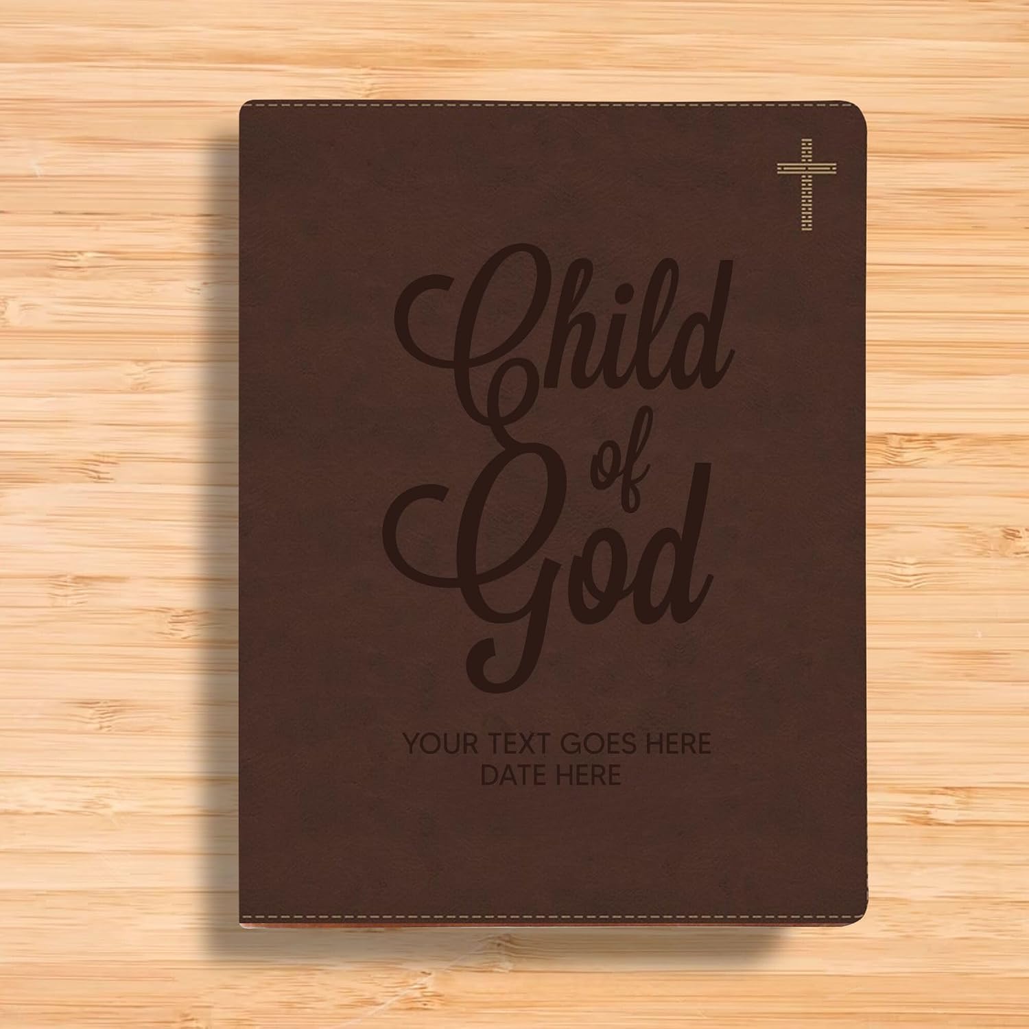 Personalized NIV Journaling Bible Faux Leather Medium Print Size | Full Custom Cover with Child of God Design and Name, Date or Text | Gift for Christian & Religious Celebrations | Brown