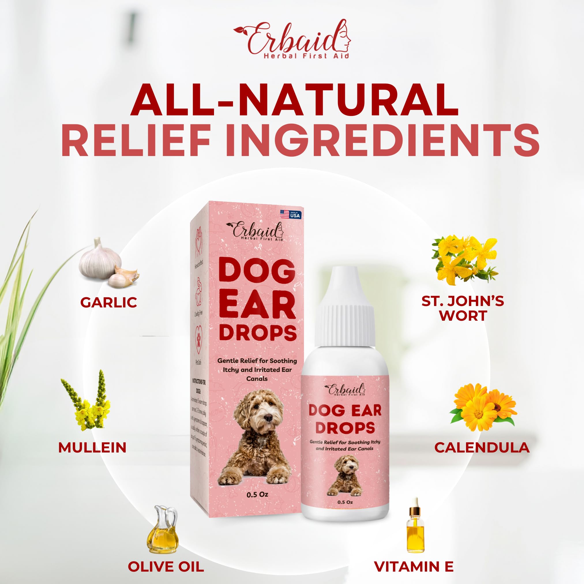 Dog Ear Cleaner – All Natural Ear Drops for Dogs Ear Infection – Eliminates Yeast Odor, Loosens Wax, Prevents Infections, Relieves Itching – Safe, Gentle, Effective Itchy Ear Relief, Made in USA - image 5