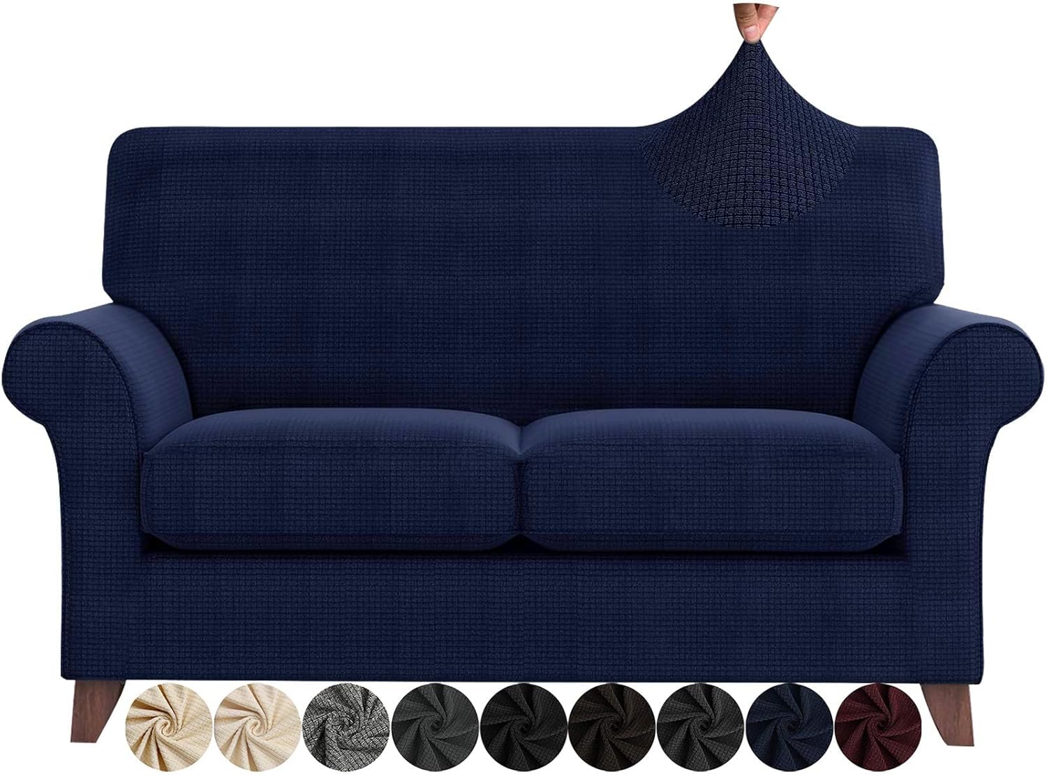 ZNSAYOTX 3 Piece Loveseat Covers for Living Room Anti Slip Stretch Couch Covers for 2 Cushion Couch Pets Dogs Sofa Slipcover Machine Washable Furniture Protector (Black and White, Loveseat)