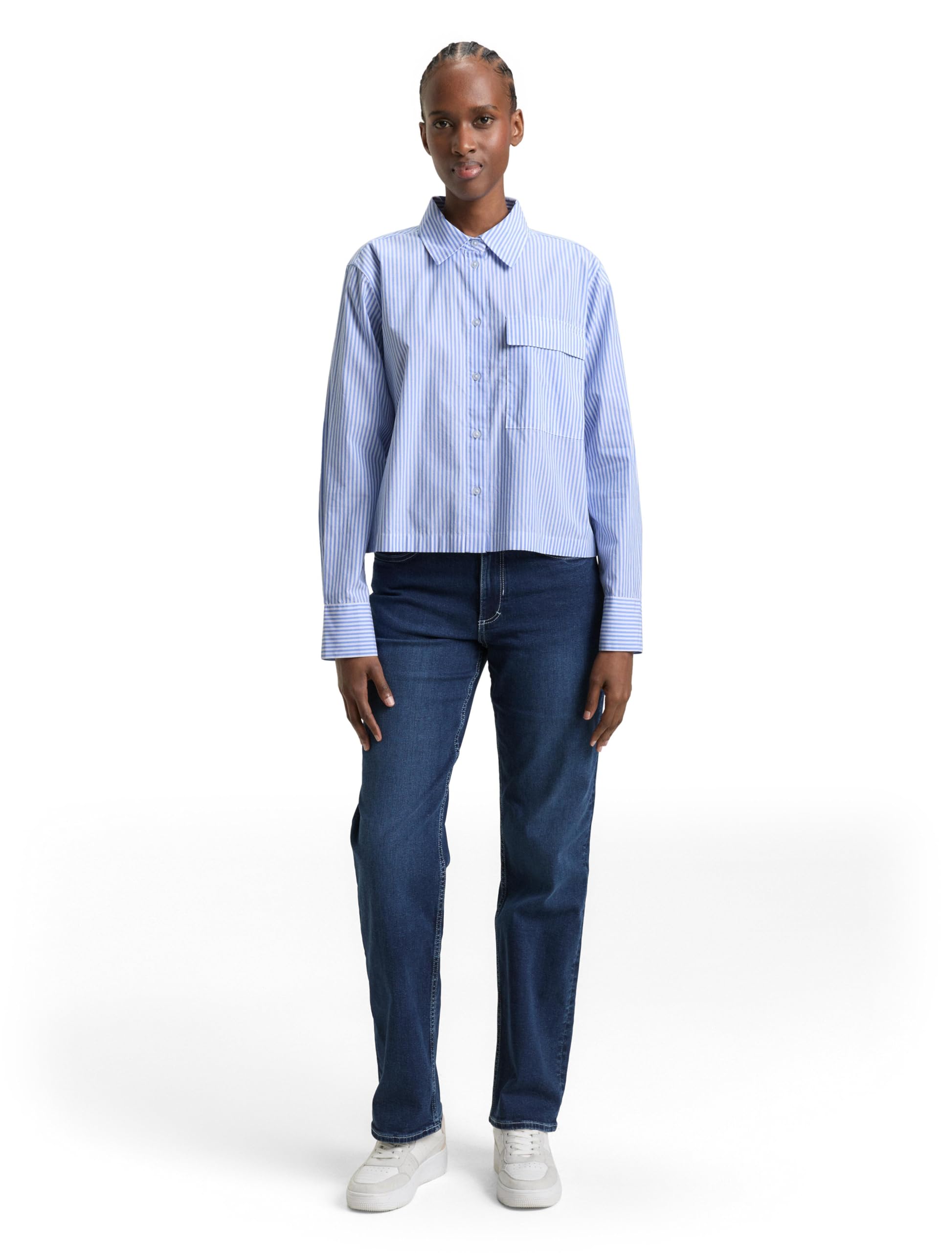 TOM TAILOR Denim Damen Boxy Fit Hemdbluse aus Baumwolle