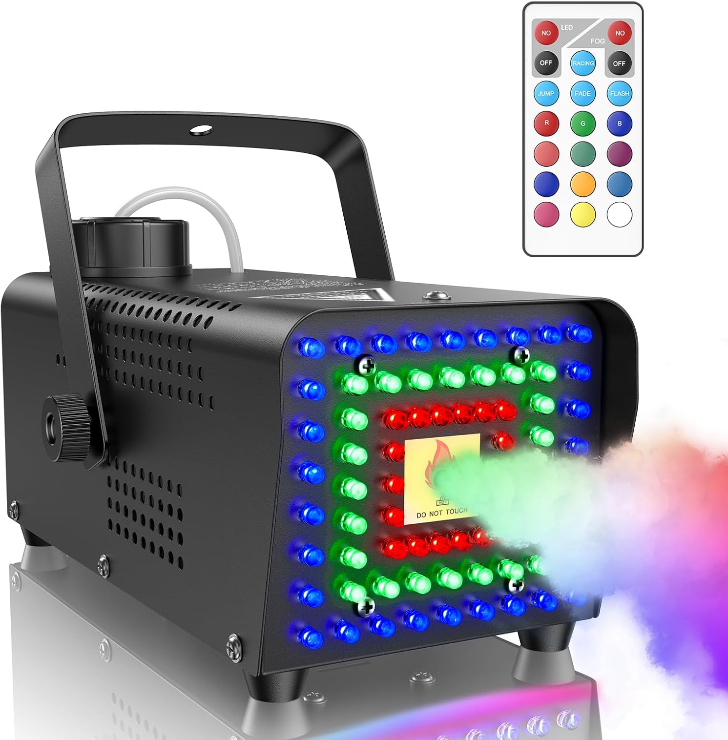Fansteck Fog Machine, Smoke Machine with 72 LED Lights Effect, 500W and 2000CFM Fog with Wireless Remote Control, Perfect for Indoor Outdoor Wedding, Halloween, Party and Stage Effect