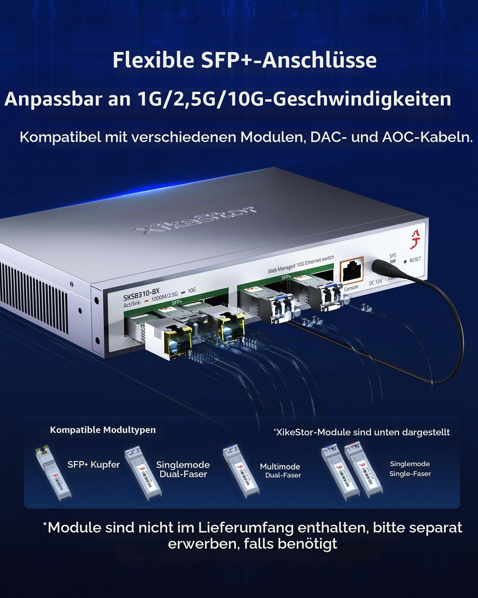 8-Port 10Gbit Switch SFP+ L3-Managed Switch