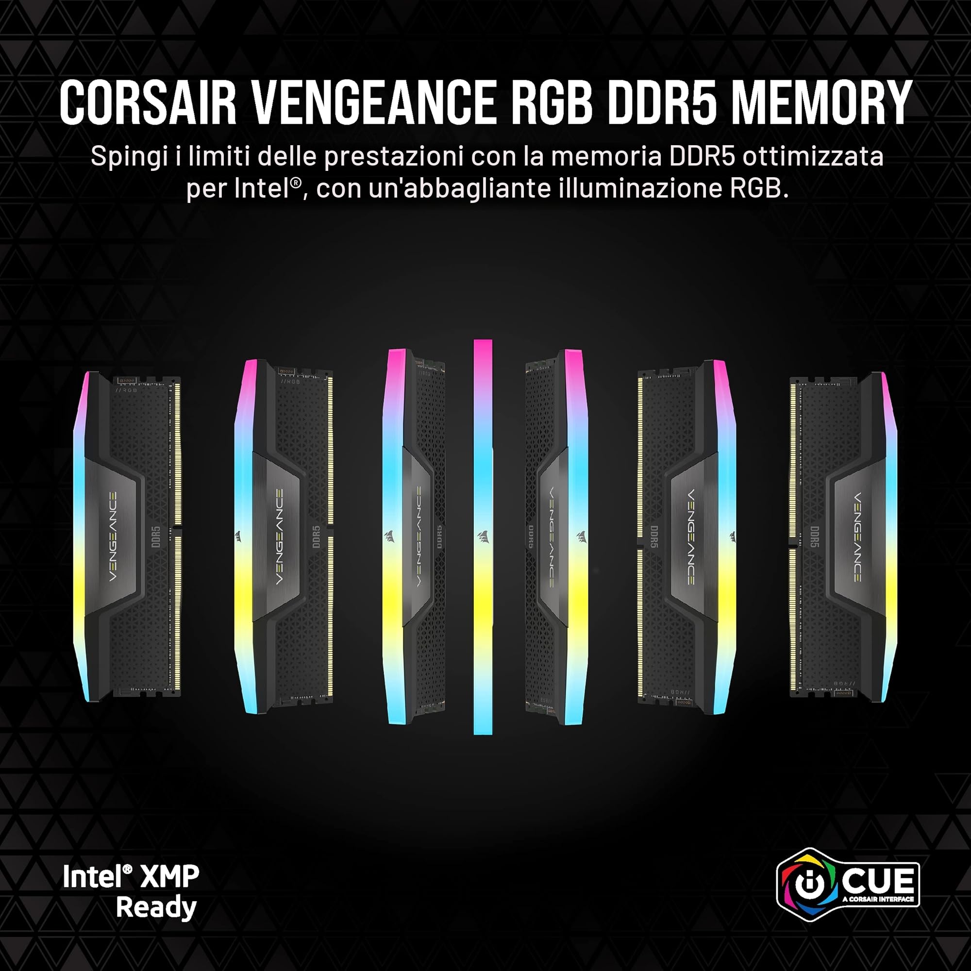 CORSAIR VENGEANCE RGB DDR5 32GB (2 x 16GB) Fino a 6000MHz INTEL RAM