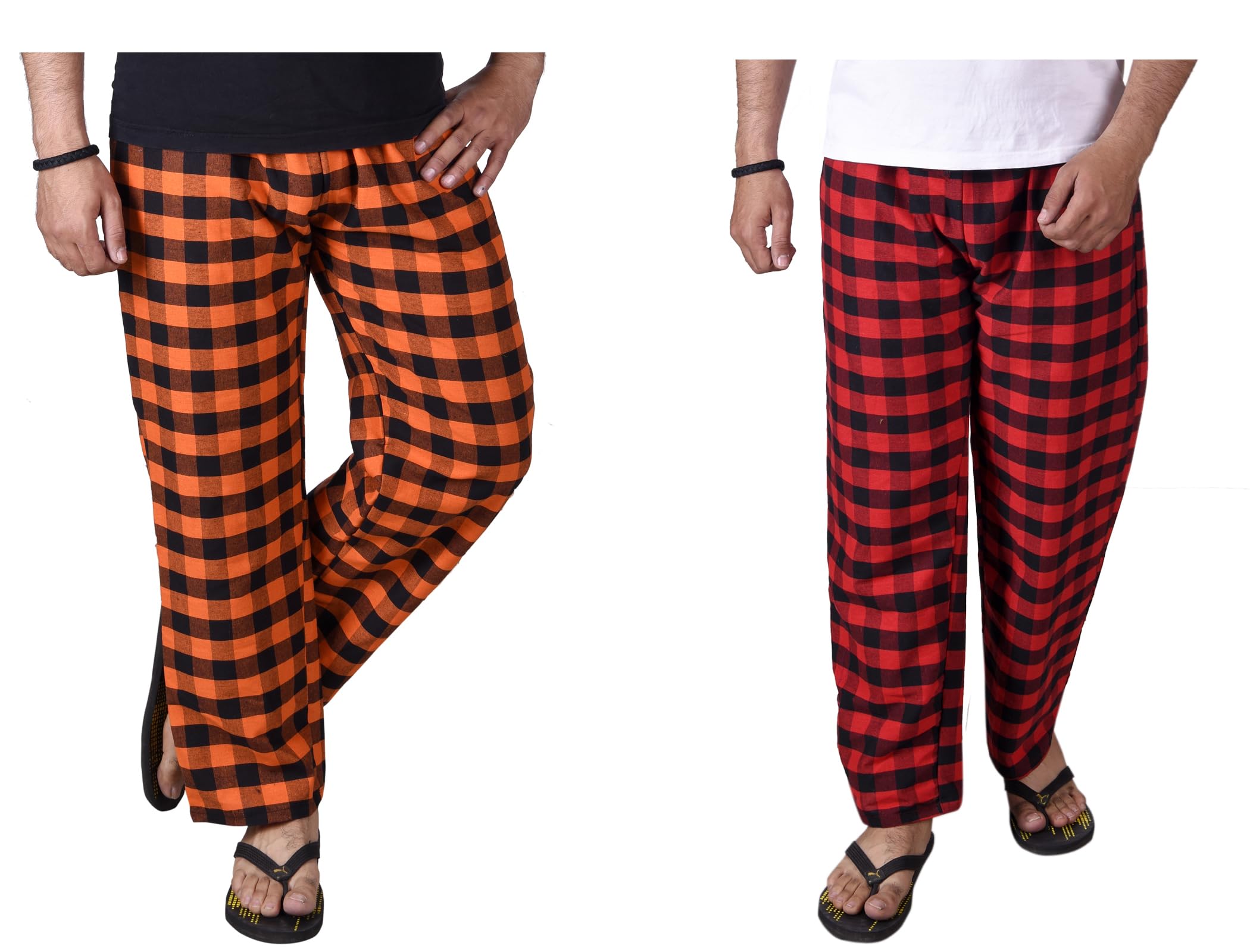 fusfus Men's Cotton Check Pyjama, Pack of 2 (FS406)-picture-53