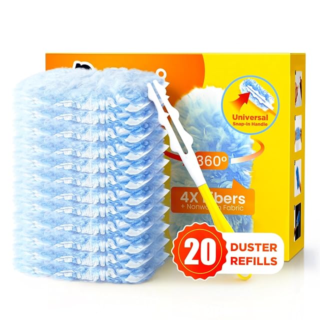 Heavy Duty Duster Refills for Swiffer Duster 20 Count Duster Refills with 1 Handle Multisurface 360 Dusters with