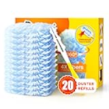 Heavy Duty Duster Refills for Swiffer Duster, 20 Count Duster Refills with 1 Handle, Multisurface 360° Dusters with 4X Microfibers, Unscented Disposable Dusters for Cleaning
