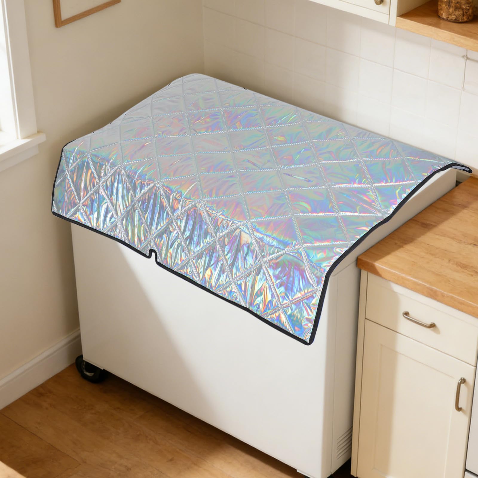 DECHOUS Wetterfeste Außenschutz Thermoabdeckung 100 x 100 cm für Gefrierschrank und Kühlschrank, doppelseitig isoliert, kratzresistent, Polyester, passt für Indoor und Outdoor Bereich,