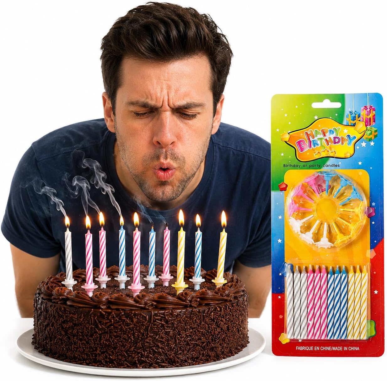 Magic Relighting Birthday Candles, Relight After Blow Out Cake Candles, Funny Surprise Birthday (12 Multicolor)