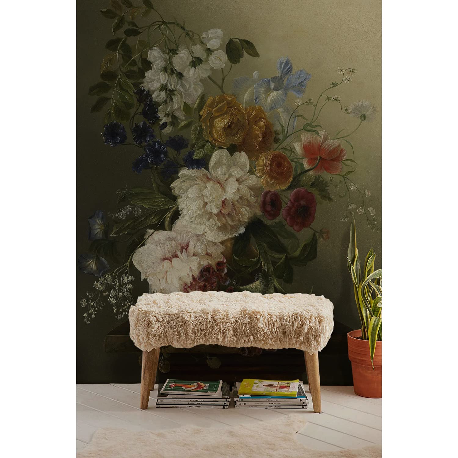 Papier peint nature morte 250x250 cm en latex Coloray pour meuble et décoration murale de salon