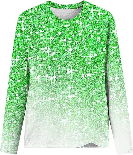 Miniatura 3 de JEGULV Camisas de manga larga para mujer, camisetas de moda con cuello redondo y estampado gráfico, camisetas informales, cómodas, ligeras, sudaderas