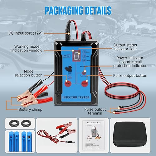 Miniatura 9 de Kit de limpiador de inyector de combustible actualizado con 2 adaptadores universales y 2 limpiadores de descarga dedicados, 8 modos de pulso,