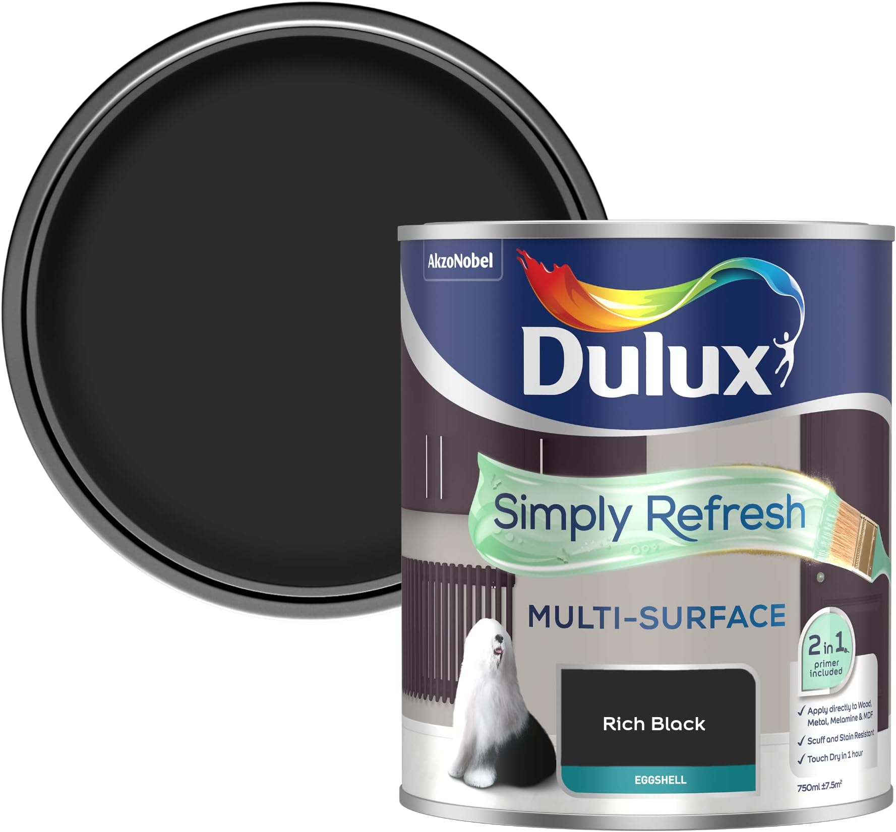 Simply Refresh Multi Surface Eggsgell Paint - Rich Black - 750ML