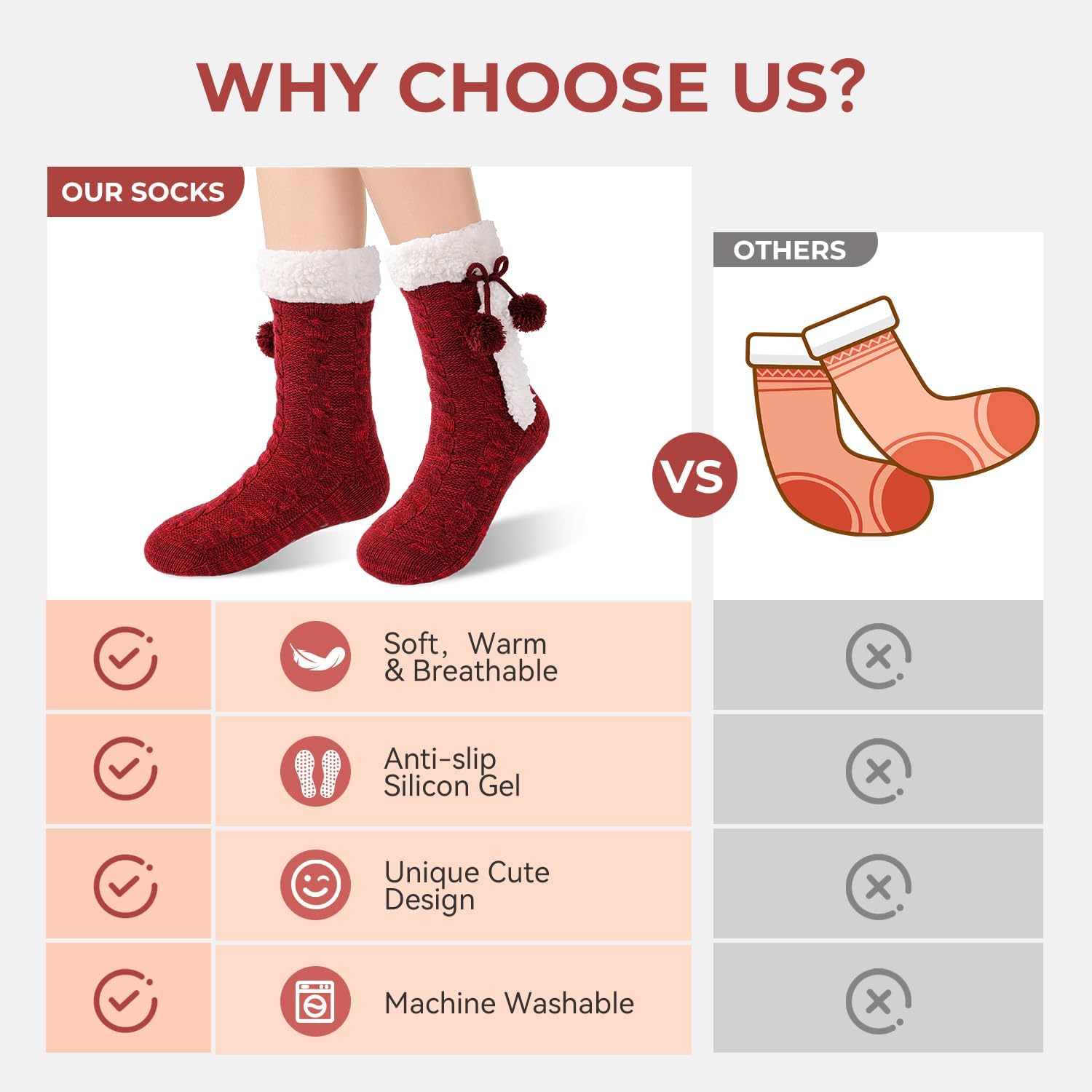 Fuzzy Slipper Socks Women with Non Slip Grippers Soft Fluffy Cozy Socks Winter warm Socks - Image 7