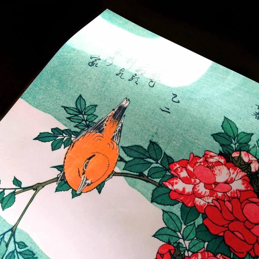 Amazon.co.jp: 葛飾北斎『黄鳥長春』浮世絵 錦絵 アート 光沢 ポスター