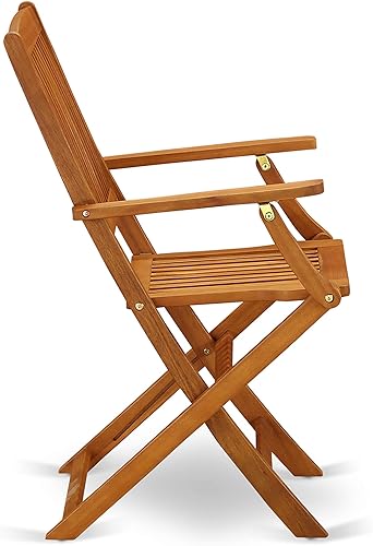 Miniatura 10 de East West Furniture MNCM3CANA Marion - Juego de 3 piezas para patio bistró al aire libre contiene una mesa de centro redonda de madera de acacia y 2