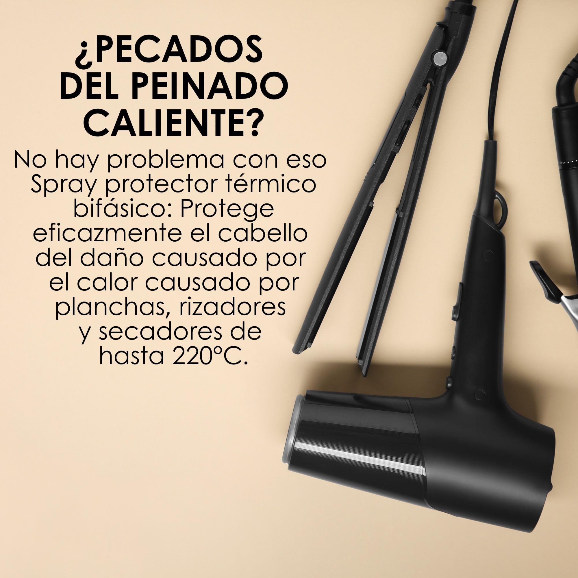 Jean & Len Spray protector del calor bifásico Leave-In, para todo cabello, protege del calor hasta 220 °C, fórmula anti-frizz, Heat Protection Spray, sin parabenos ni siliconas, vegano, 100 ml